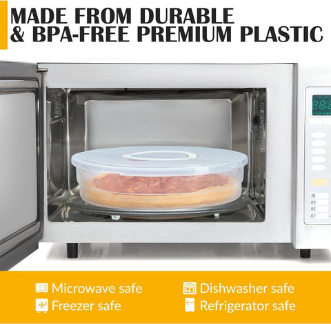 Mission Gallery container in microwave showing reheating convenience for quick warm slices