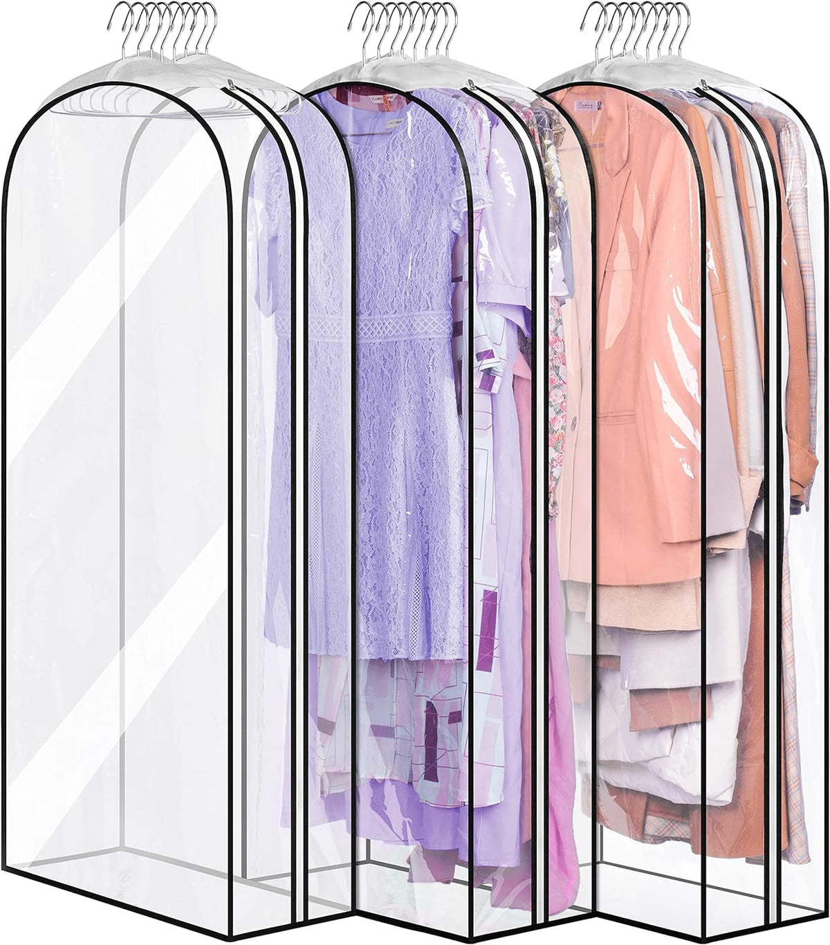 MISSLO clear garment bag pack showing full front packaging and visibility benefit