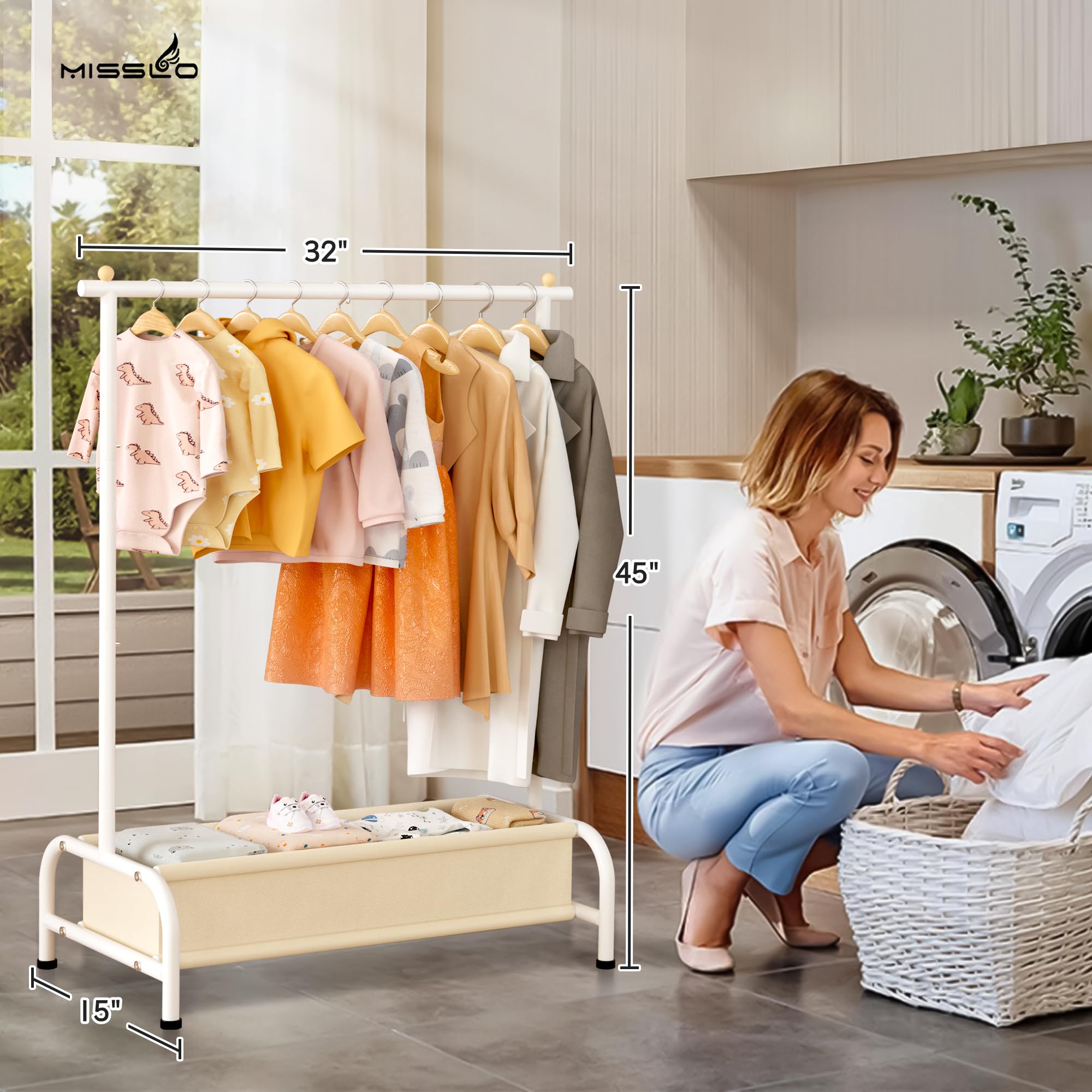 MISSLO styled in a child's bedroom showing tidy, space-saving wardrobe solution