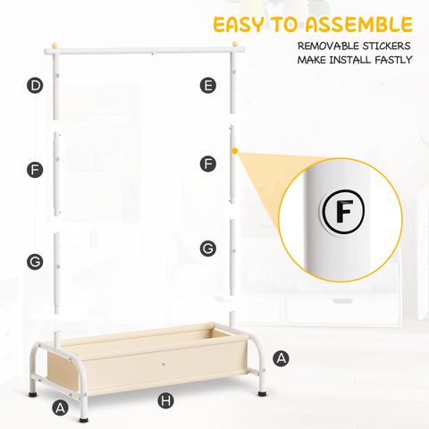 MISSLO child reaching hanger on rack illustrating independent dressing encouragement