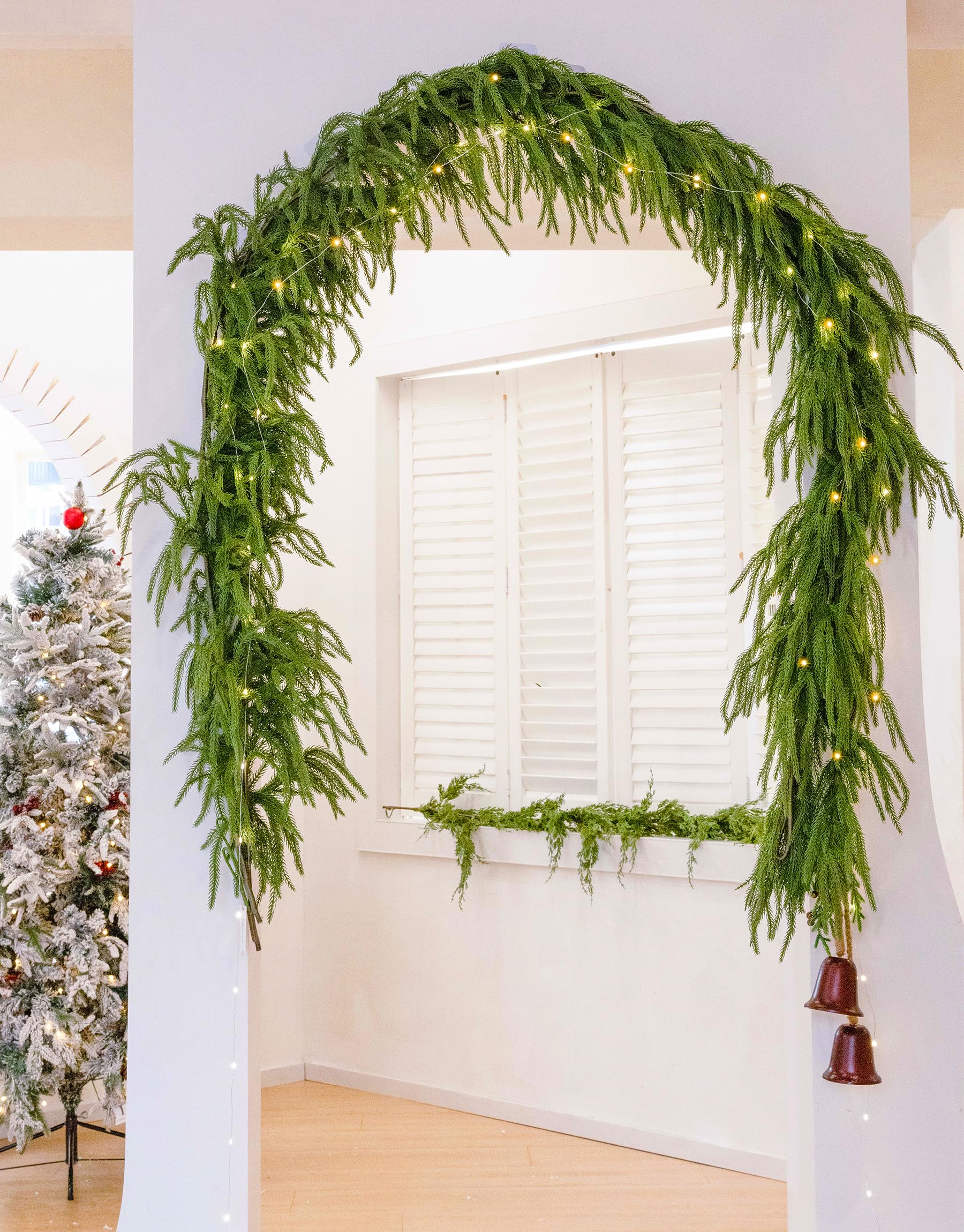 MISSPIN garland framing a doorway for outdoor covered entry charm