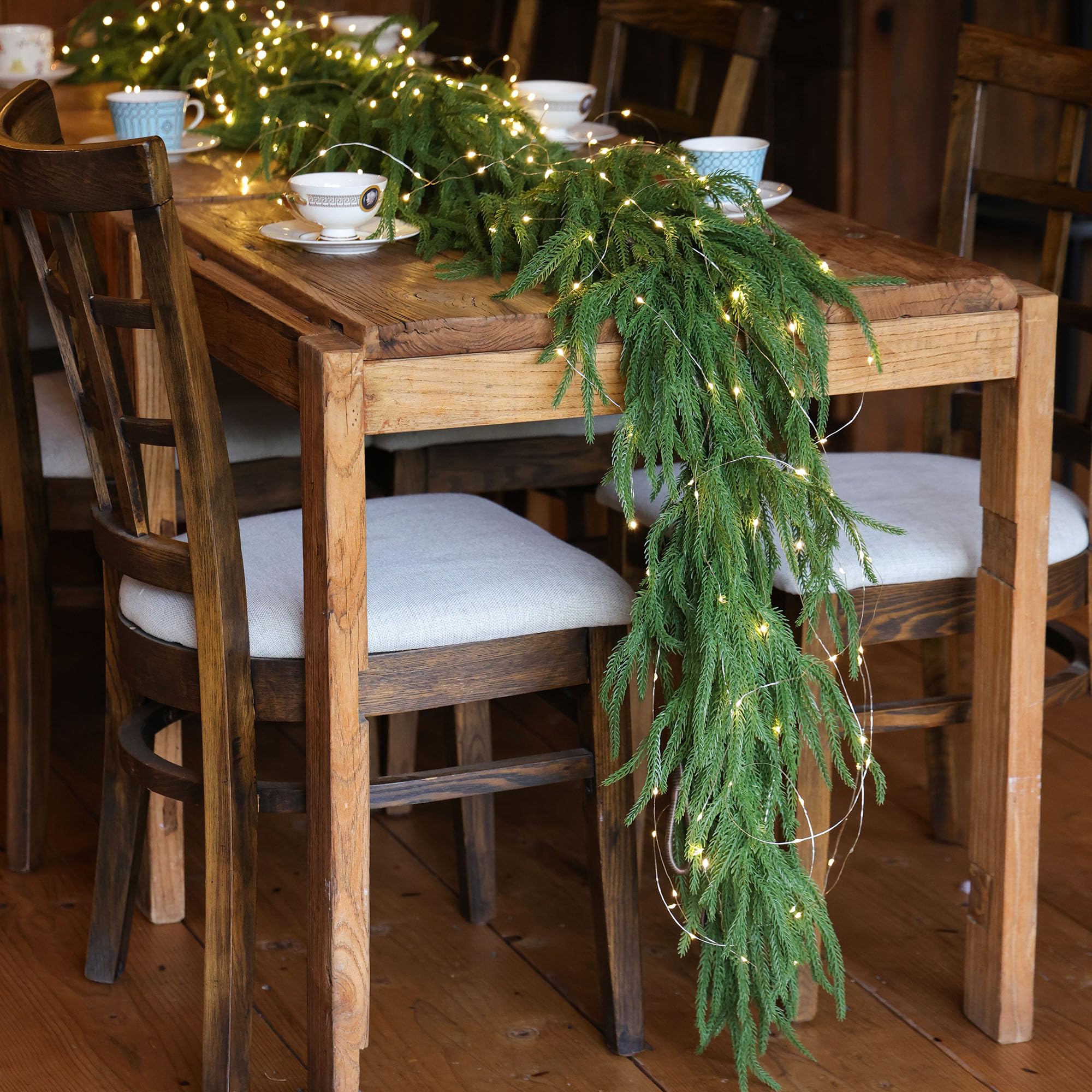 MISSPIN garland draped on mantel adding instant holiday warmth