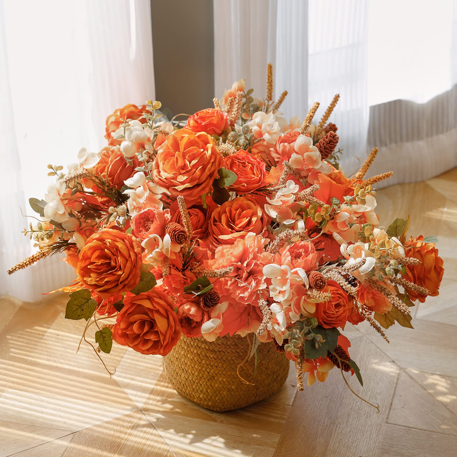 MISSPIN mantle display with bouquets creating cozy autumn ambiance