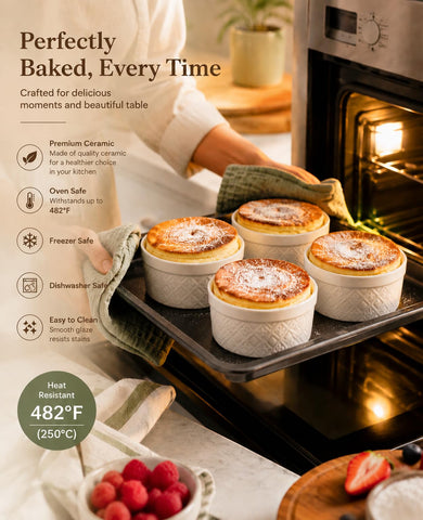 MISSYSSIM oven-ready ramekin with caramelized custard showing even baking