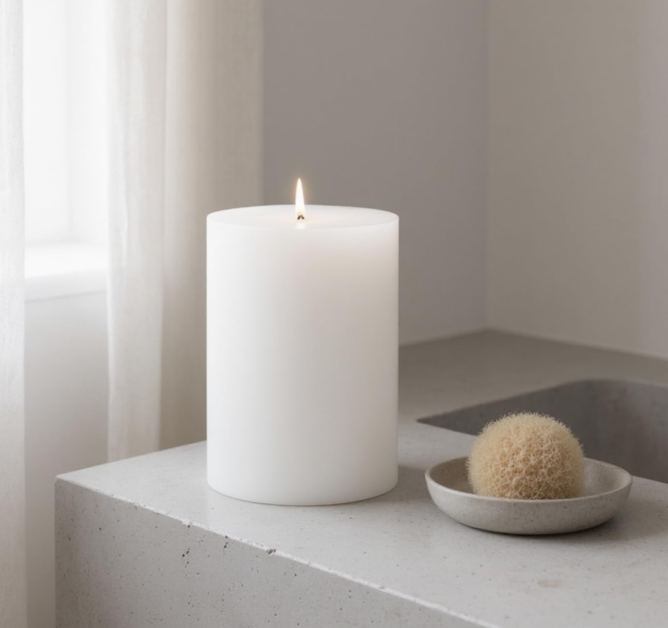 Mister Candle flame close-up on cotton wick showing steady clean burn