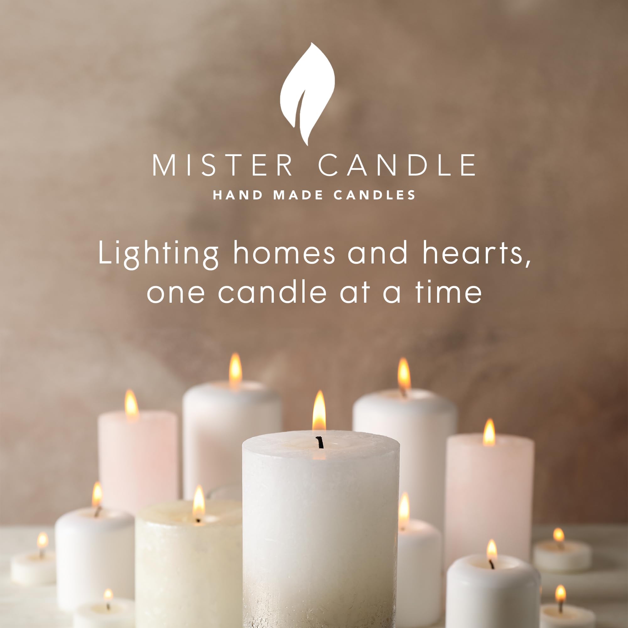 Mister Candle packaging with handmade tag indicating artisanal craftsmanship