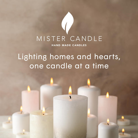 Mister Candle wax surface texture emphasizing hand-poured artisan quality