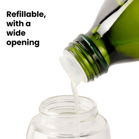 Mistifi dark glass detail illustrating UV protection to preserve oil freshness benefit