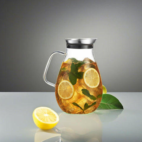 MITBAK pitcher top view with ice and lemonade for easy filling