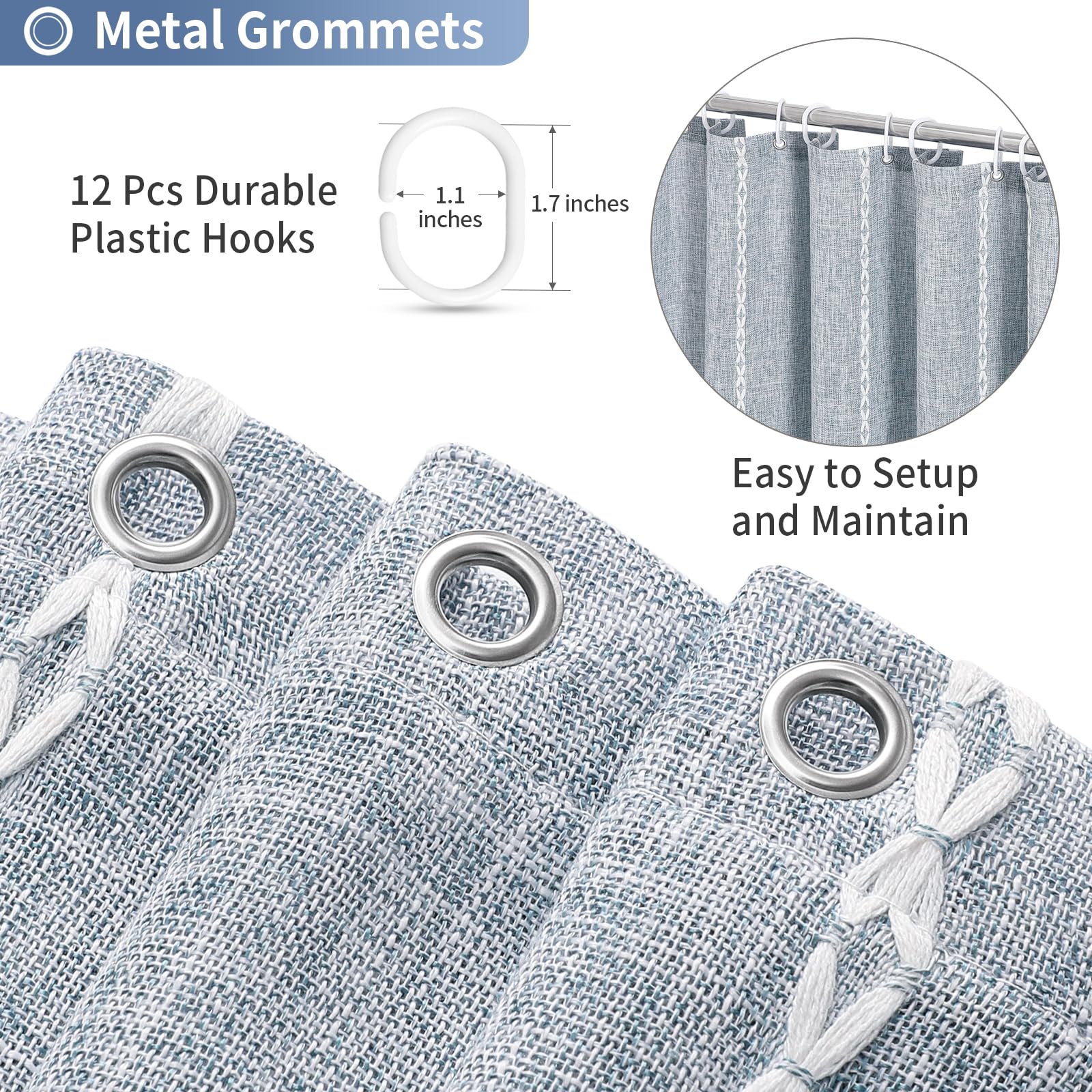 MitoVilla rust-resistant stainless grommet and included hook for smooth, long-lasting hanging