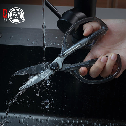 MITSUMOTO SAKARI titanium-plated blade close-up for durable, long-lasting sharpness