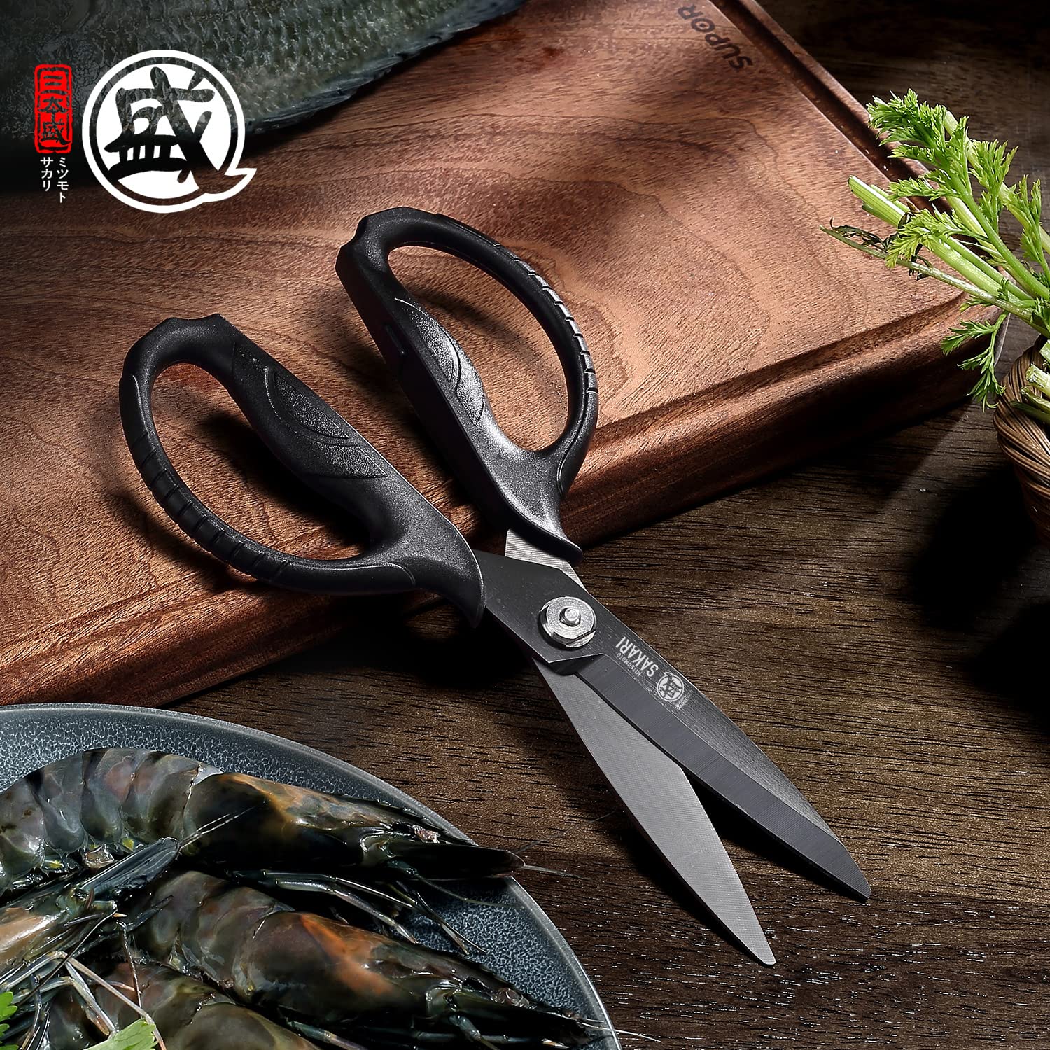 MITSUMOTO SAKARI shears beside a ruler showing scale and fit for kitchen drawers