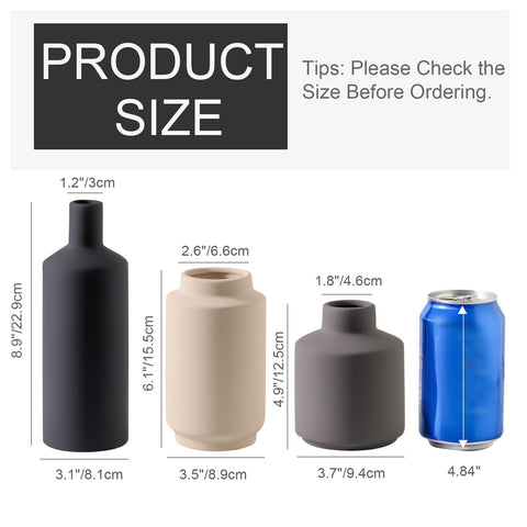 Mitt&Ditt vases next to ruler showing three sizes and scale for placement decisions