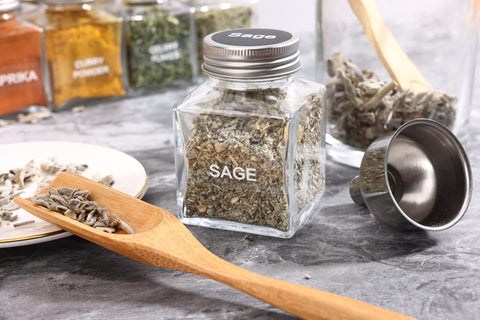 MIUKAA jars displayed on kitchen shelf creating tidy aesthetic benefit