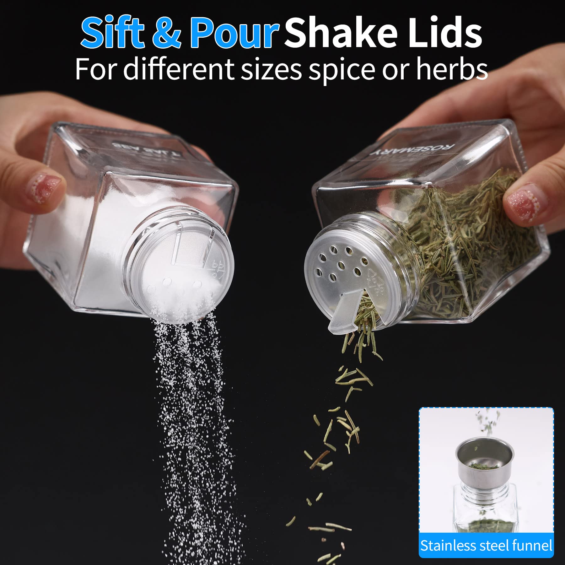 MIUKAA dual-function lid detail showing shaker and pour versatility benefit