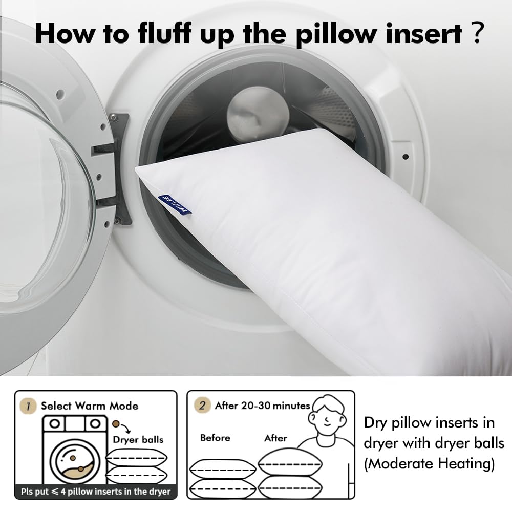 MIULEE insert in dryer with dryer balls to show quick fluffing and restored loft benefit