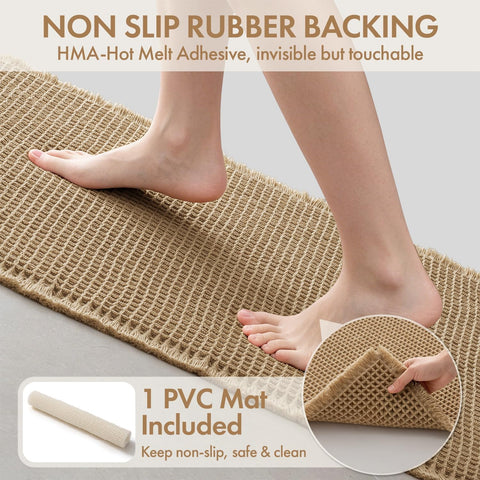 MIULEE rubber backing and included PVC pad detail for secure non-slip floor grip
