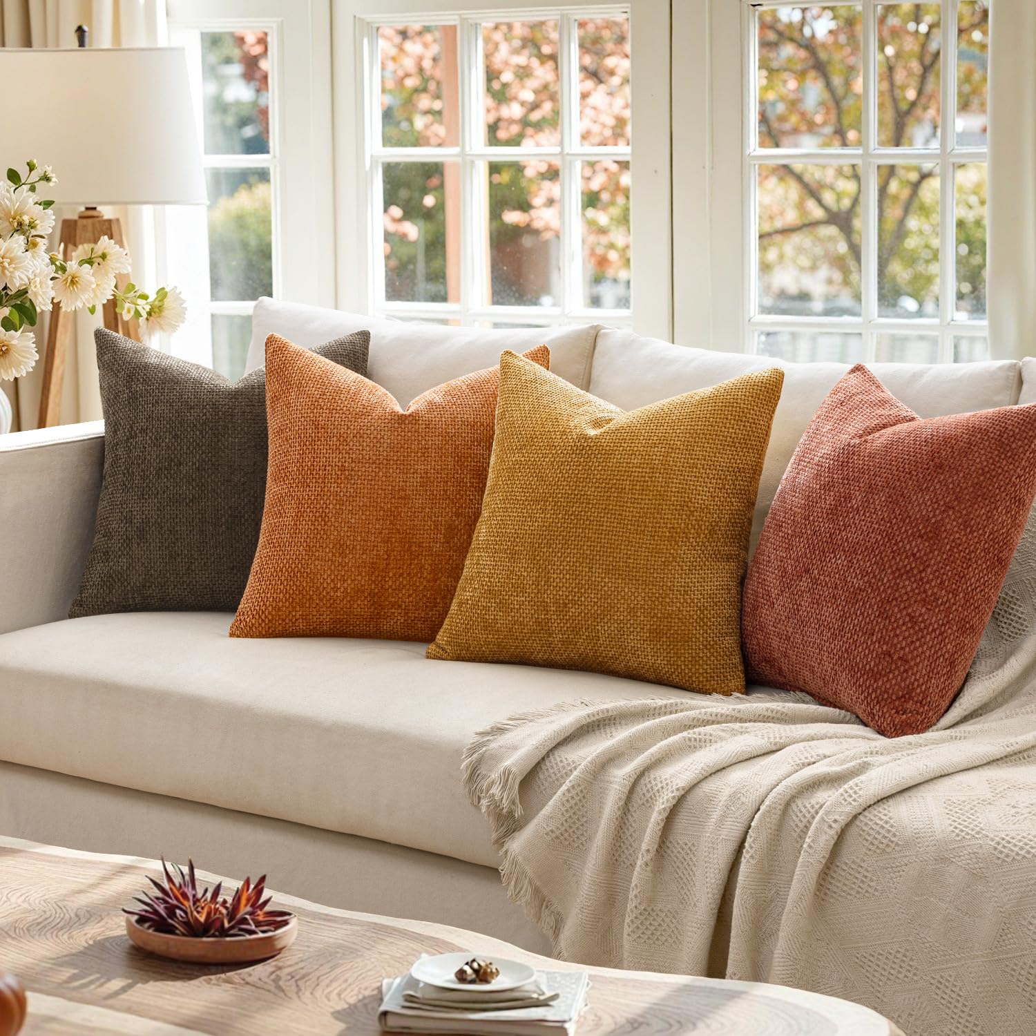 MIULEE arranged on a bed showing seasonal accent and inviting comfort