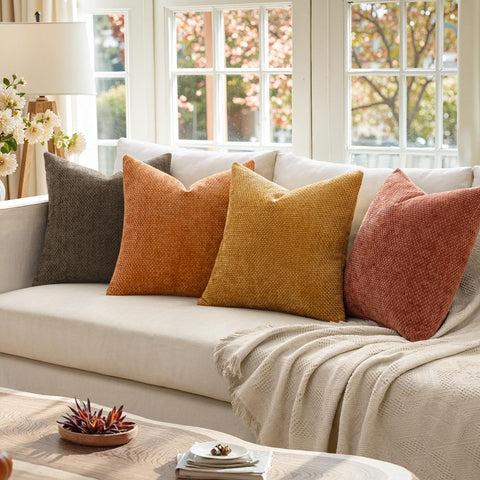 MIULEE arranged on a bed showing seasonal accent and inviting comfort