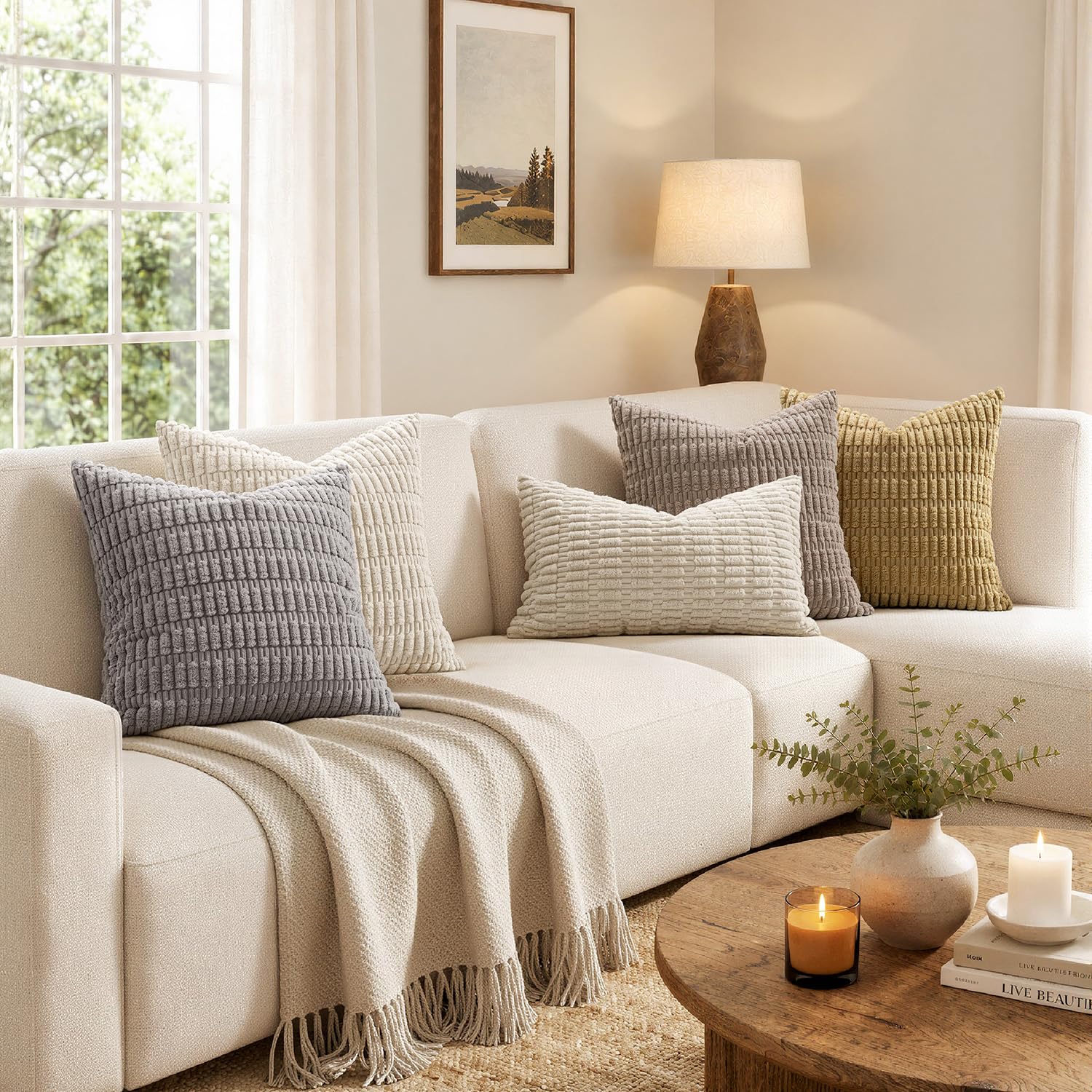 MIULEE bedroom styling showing euro shams behind decorative pillows