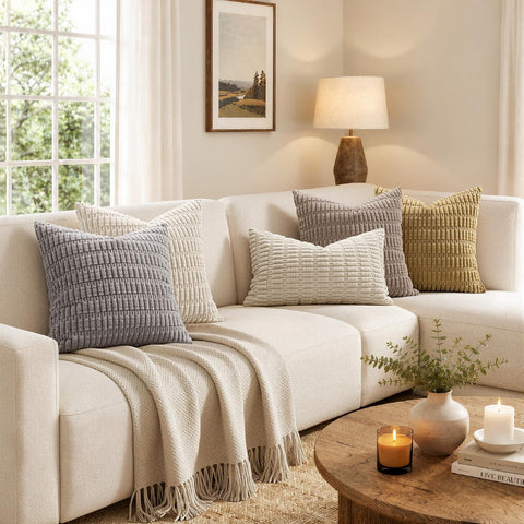 MIULEE bedroom styling showing euro shams behind decorative pillows