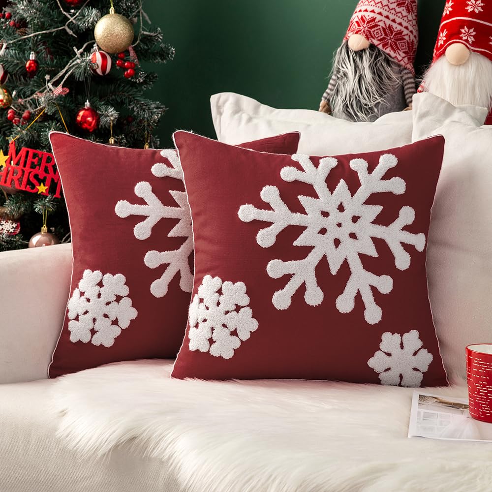 MIULEE burgundy front view showing snowflake embroidery and warm holiday accent