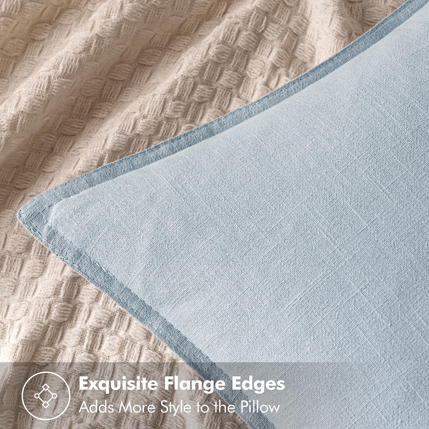 MIULEE close-up of linen texture and flange edge revealing durable weave