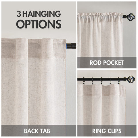 MIULEE top detail showing rod pocket and back tab for versatile hanging
