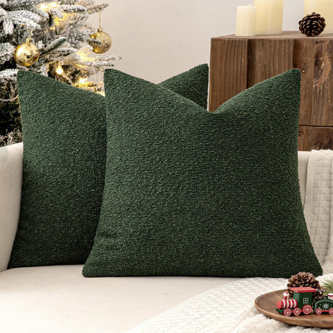 MIULEE dark green boucle cover front view showing textured decor benefit