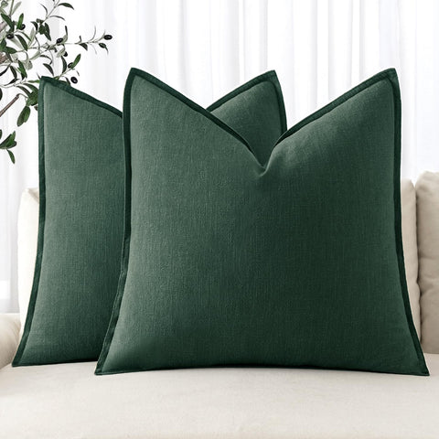 MIULEE front view of dark green euro sham showing neat flange and tailored look
