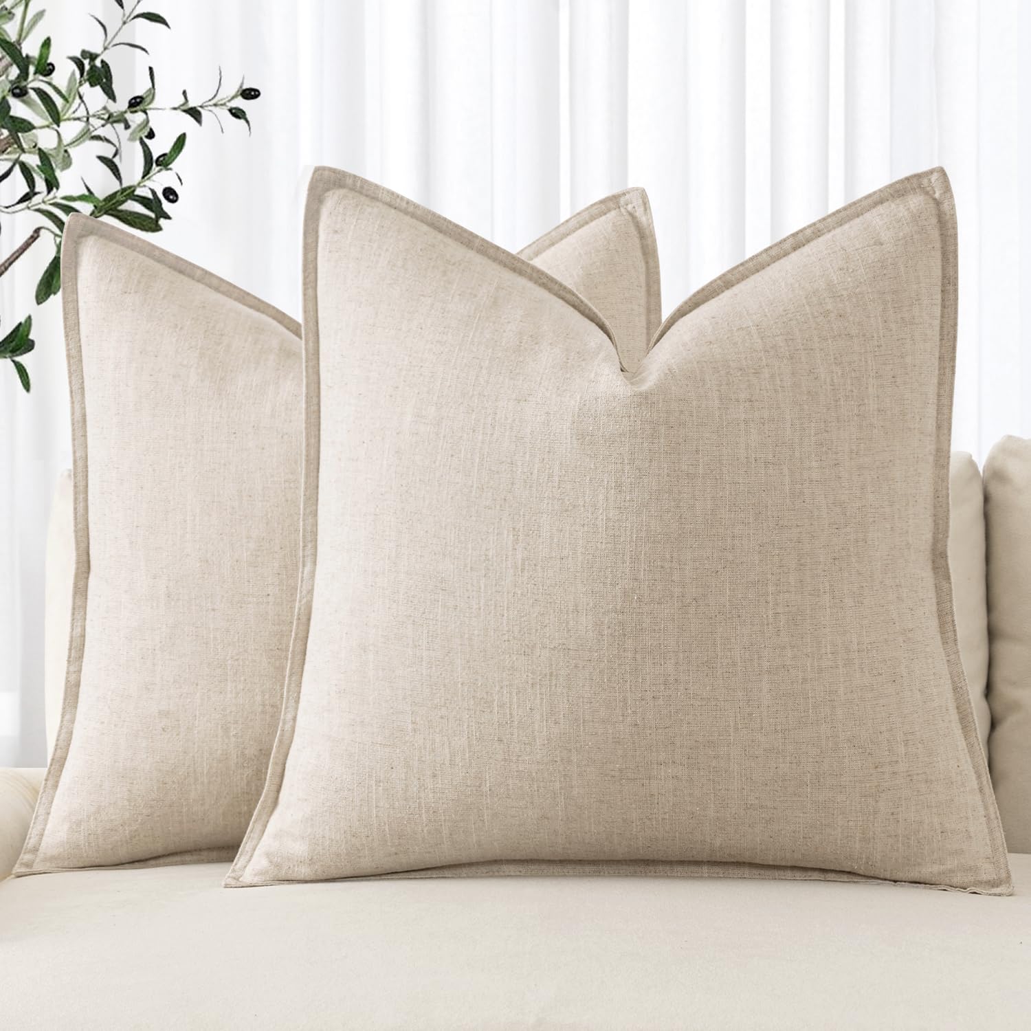 MIULEE front view of 28x28 beige sham showing clean neutral styling and balance