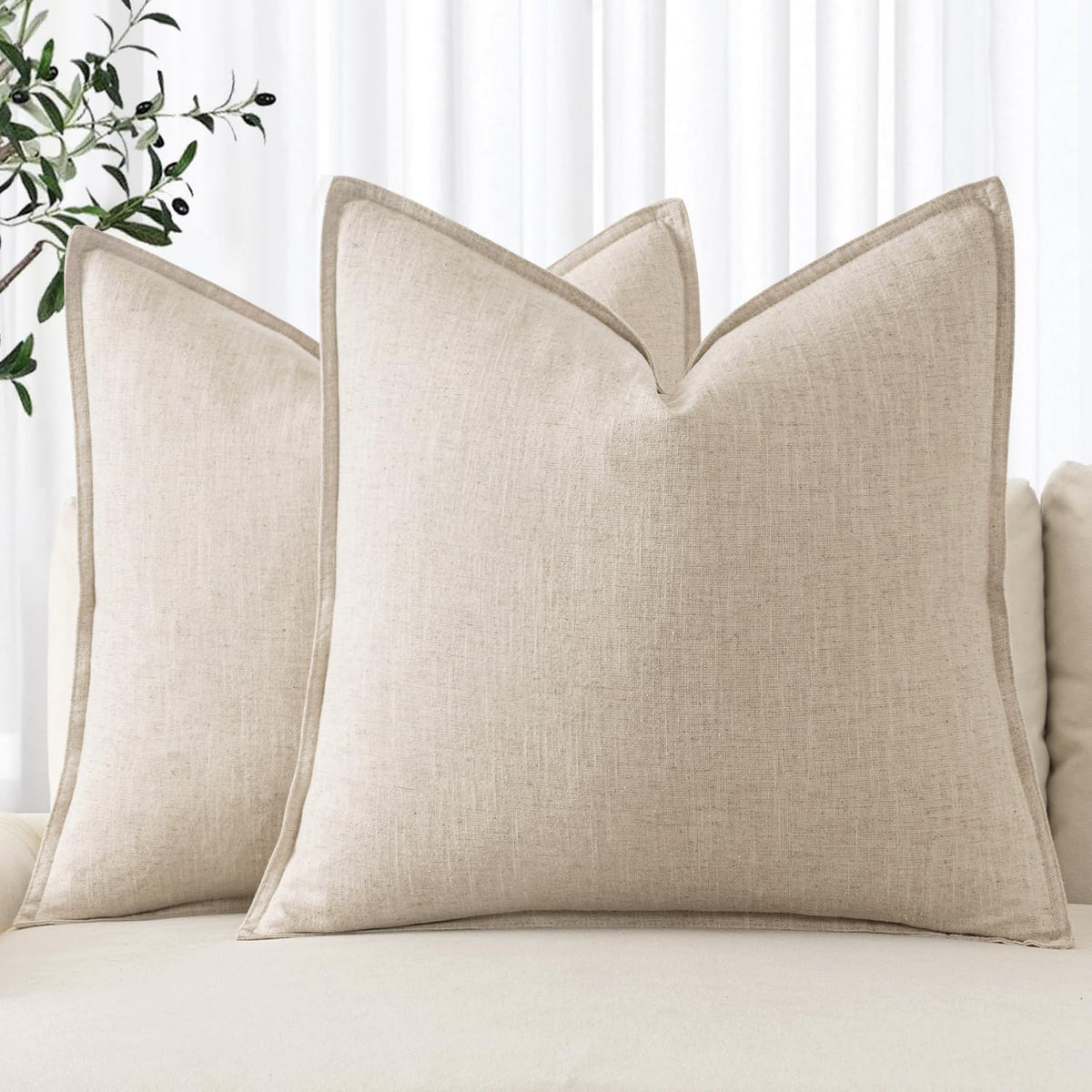 MIULEE front view of 28x28 beige sham showing clean neutral styling and balance