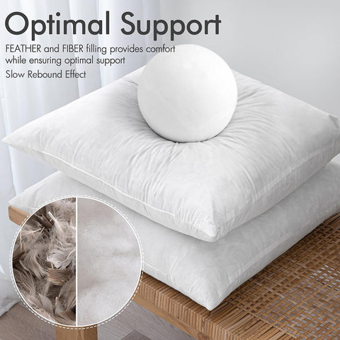 MIULEE detailed view of feather and microfibre blend showing balanced loft and comfortable support