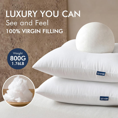 MIULEE filling close-up displaying virgin microfiber loft for long-lasting support