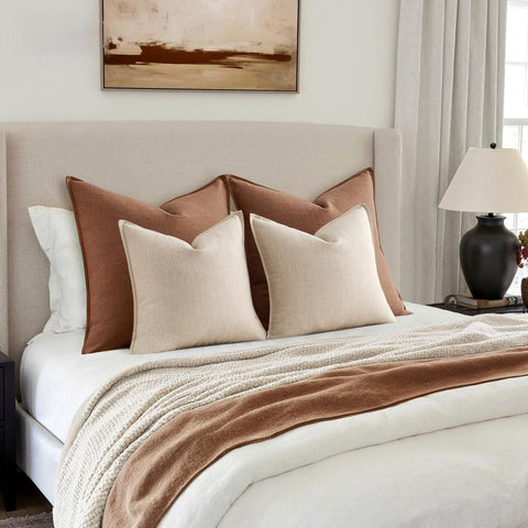 MIULEE flange edge detail highlighting boho trim that frames the pillow elegantly