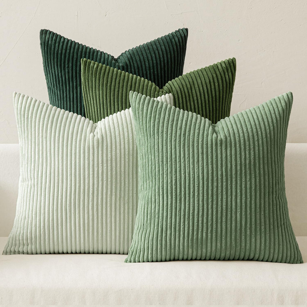 MIULEE front view of forest green pillow covers showing boho elegance and cozy texture