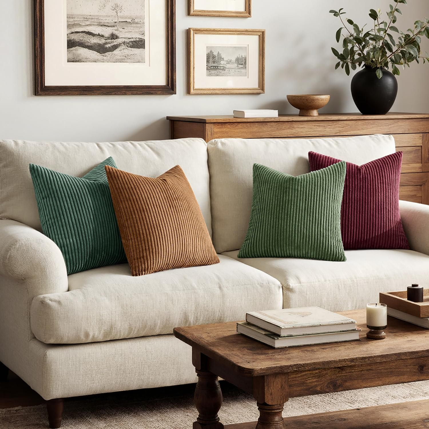MIULEE four covers arranged flat showing coordinated set for cohesive decor