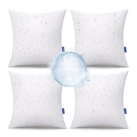 MIULEE front view of four 18x18 pillows showing packaging and neat corners for durable outdoor use