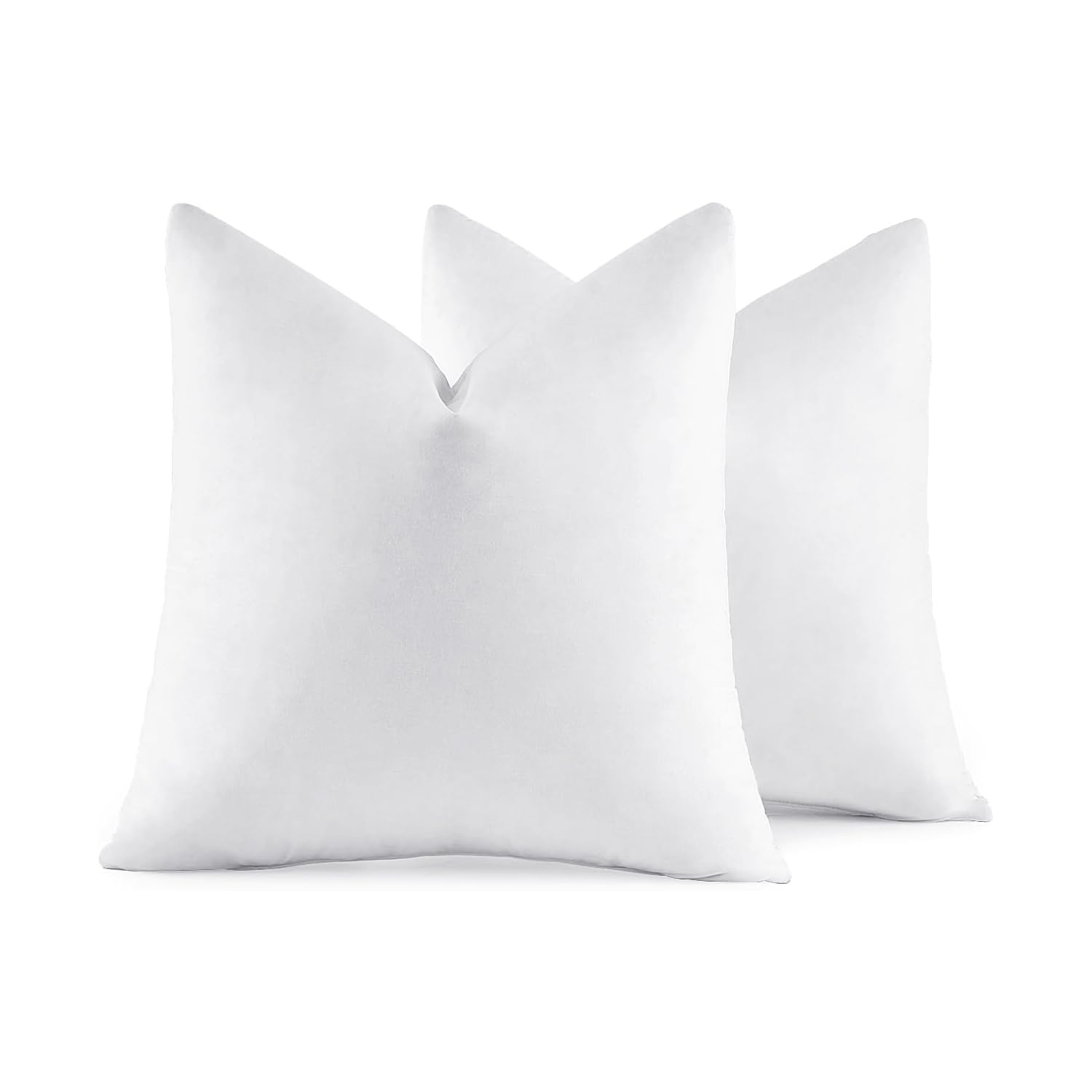 MIULEE front view of two 20x20 pillow inserts showing full plumpness and styling benefit