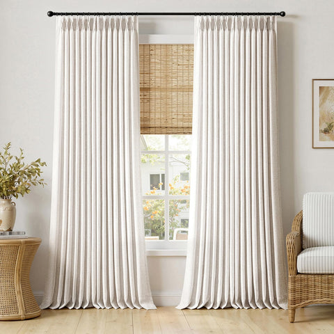 MIULEE front view of two natural 102in panels showing tailored appearance