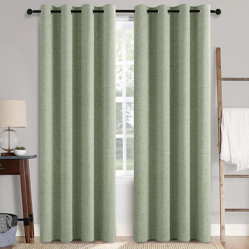 MIULEE front view of sage green panels showing elegant drape and curb appeal
