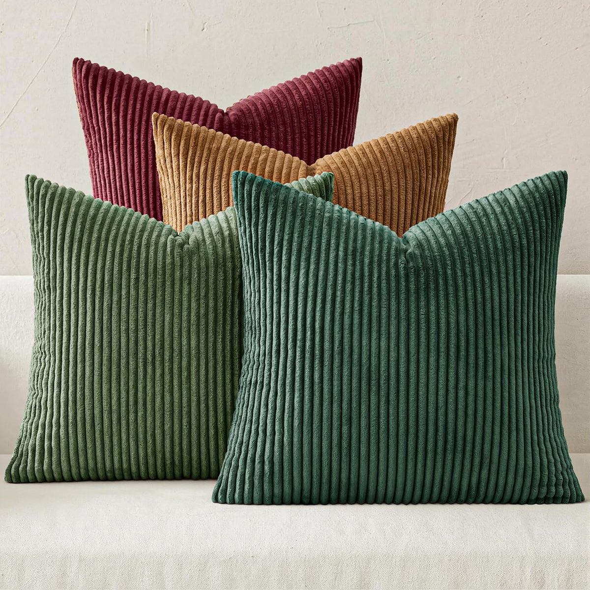 MIULEE front view of green corduroy covers showing festive appeal and texture