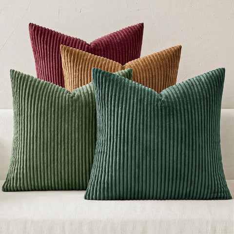 MIULEE front view of green corduroy covers showing festive appeal and texture