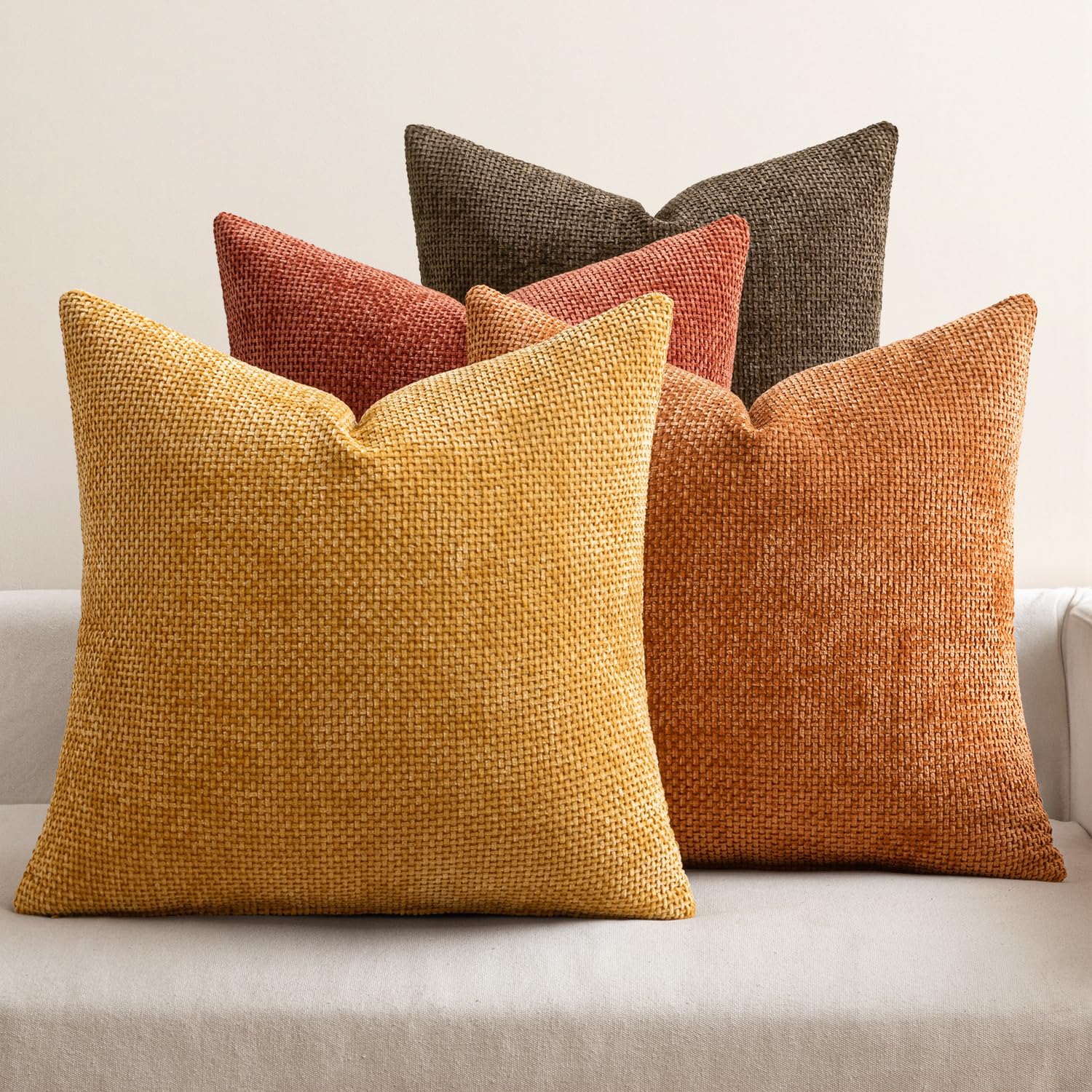 MIULEE front view of four rust and amber covers showing warm tones and style