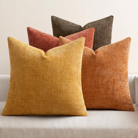 MIULEE front view of four rust and amber covers showing warm tones and style