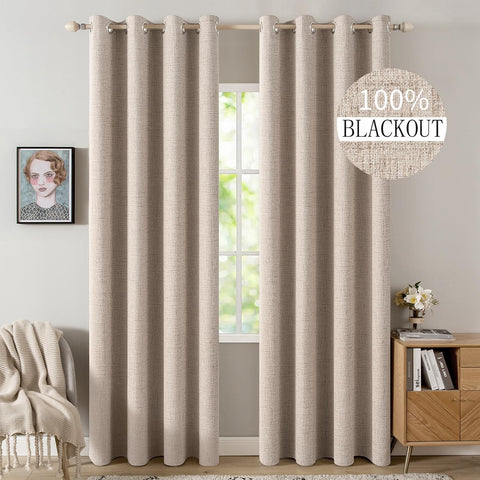MIULEE front view natural beige panel showing clean drape and modern look
