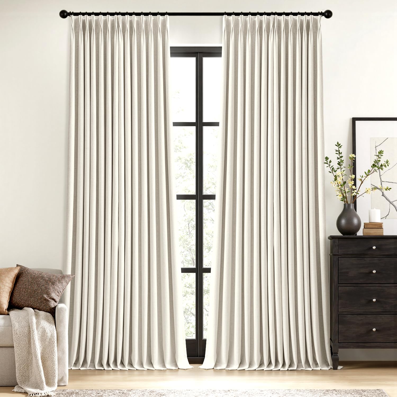 MIULEE front panel view showing blackout coverage and elegant linen look for full privacy