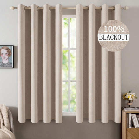 MIULEE front view of natural beige panels showing full blackout and elegant look