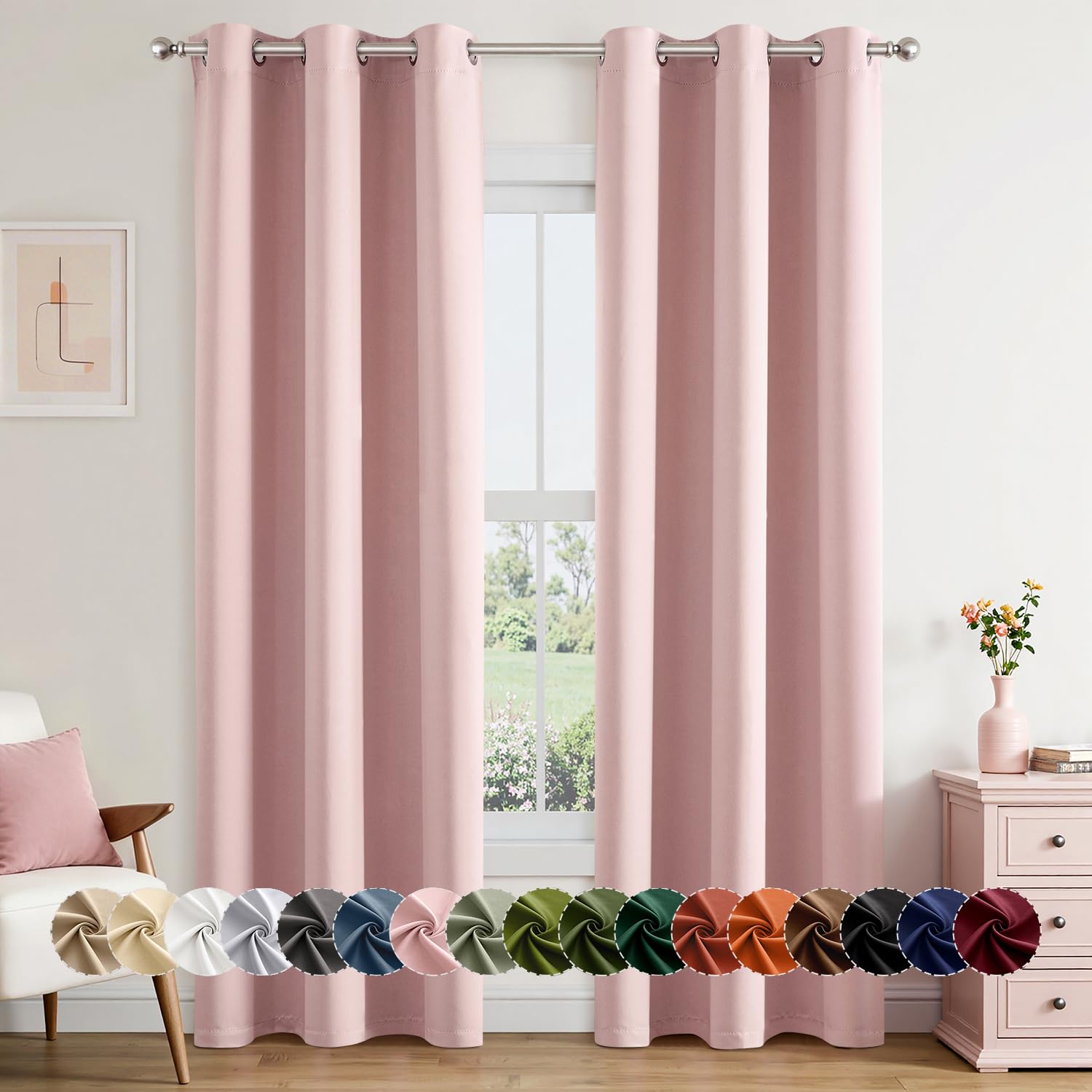 MIULEE front view of pink panels showing full coverage and clean drape benefit