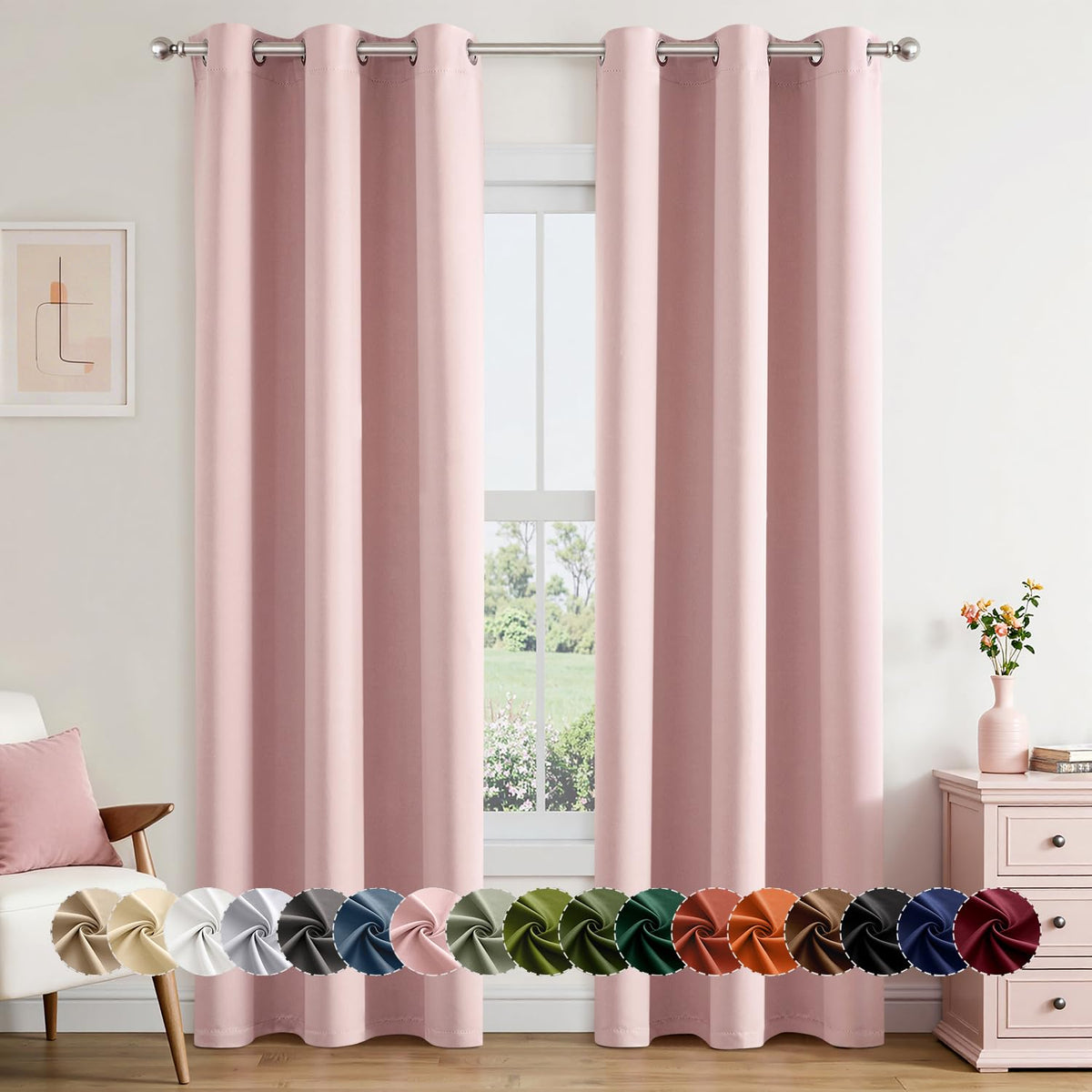MIULEE front view of pink panels showing full coverage and clean drape benefit